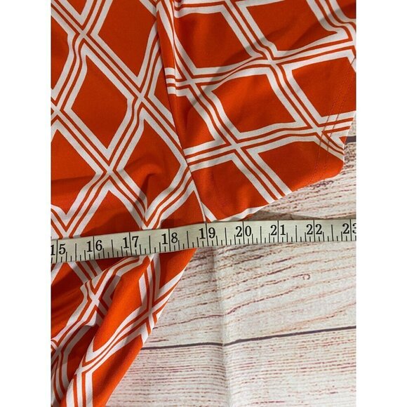 Tracy Negoshain Women's Orange Plaid Short Sleeve Wrap Dress - Large - Picture 8 of 11